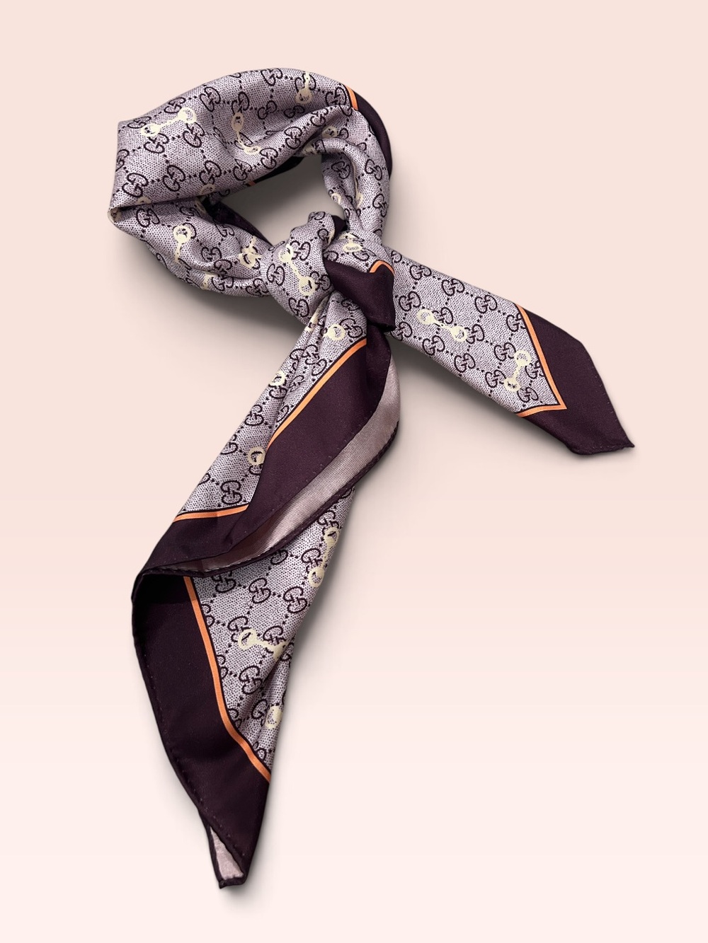GG Monogram Silk Patterned Neck Scarf - Purple